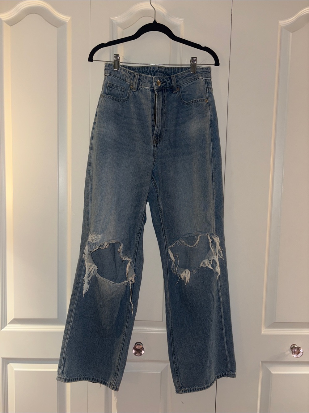 H&M Light Blue High-Rise Distressed Jeans